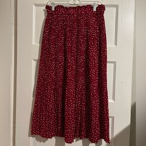 Chic Red Polka Dot Midi Skirt